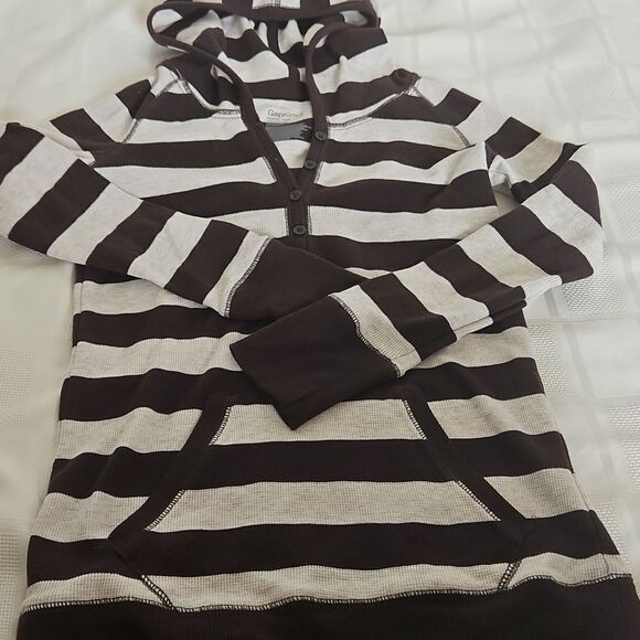 Gap Kids Hoodie Long Sleeves Sweater With Kangaroo Pockets Size 8 Brown/ Cream - Picture 15 of 16